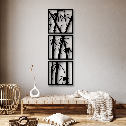 Set of 3 Bambu Tree Metal Cut Wall Art