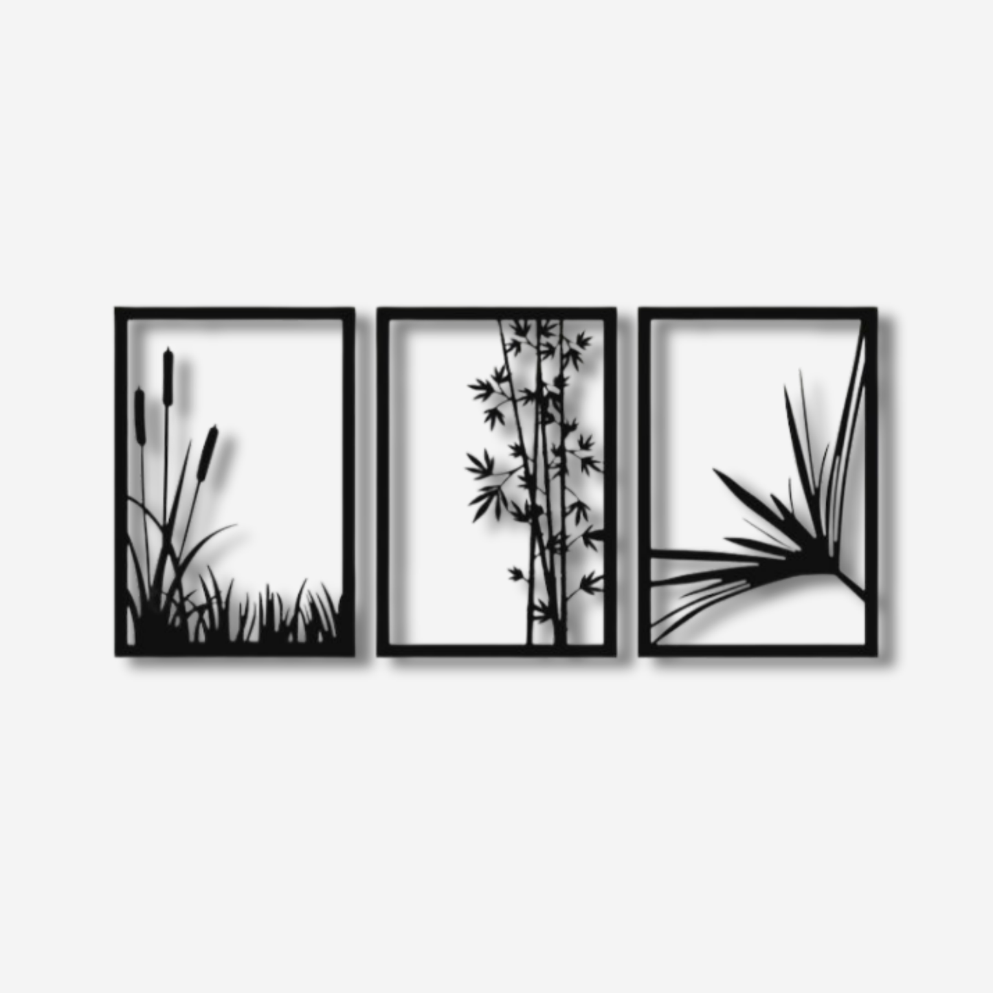 Set of 3 Wild Flowers Metal Cut Wall Art Painting