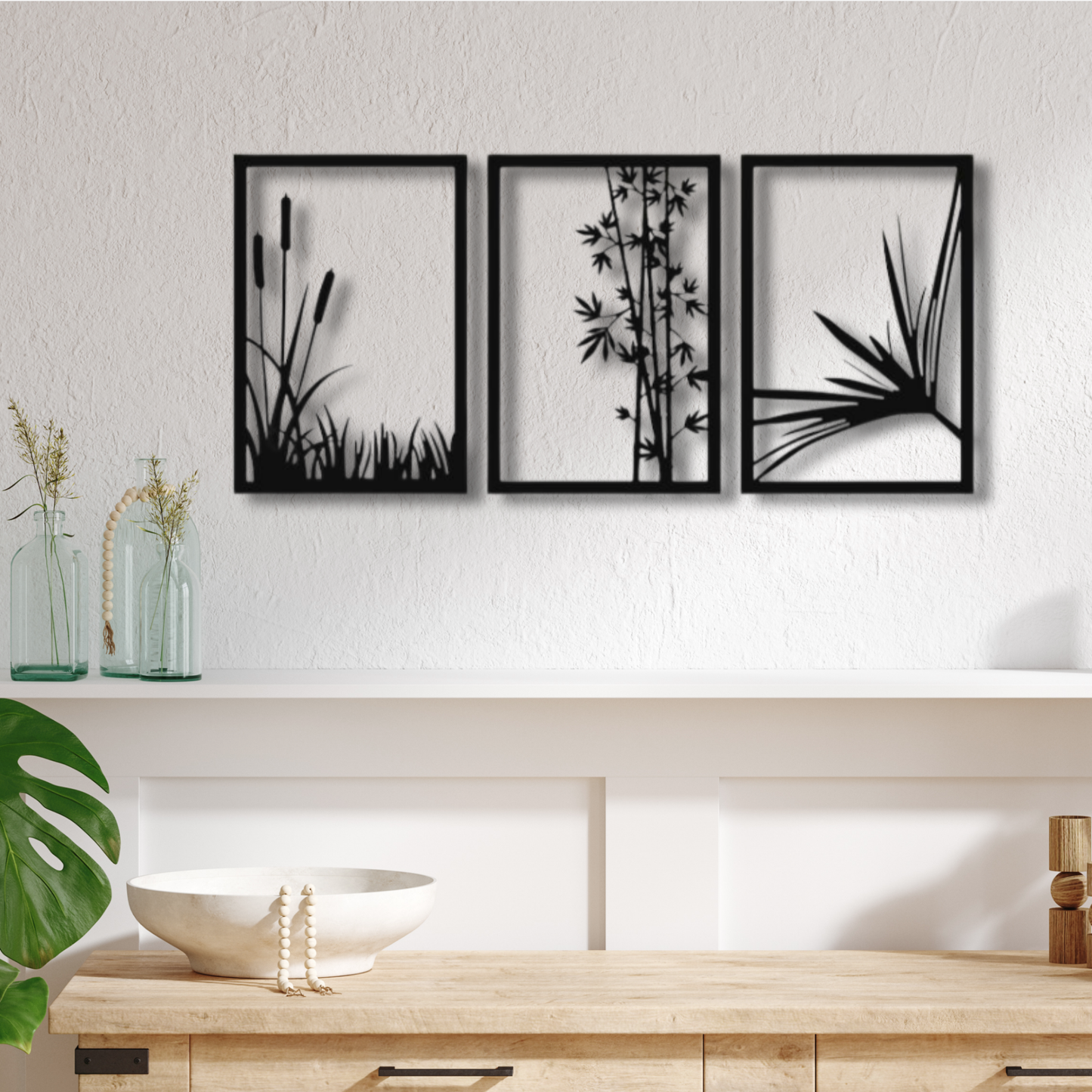 Set of 3 Wild Flowers Metal Cut Wall Art Painting