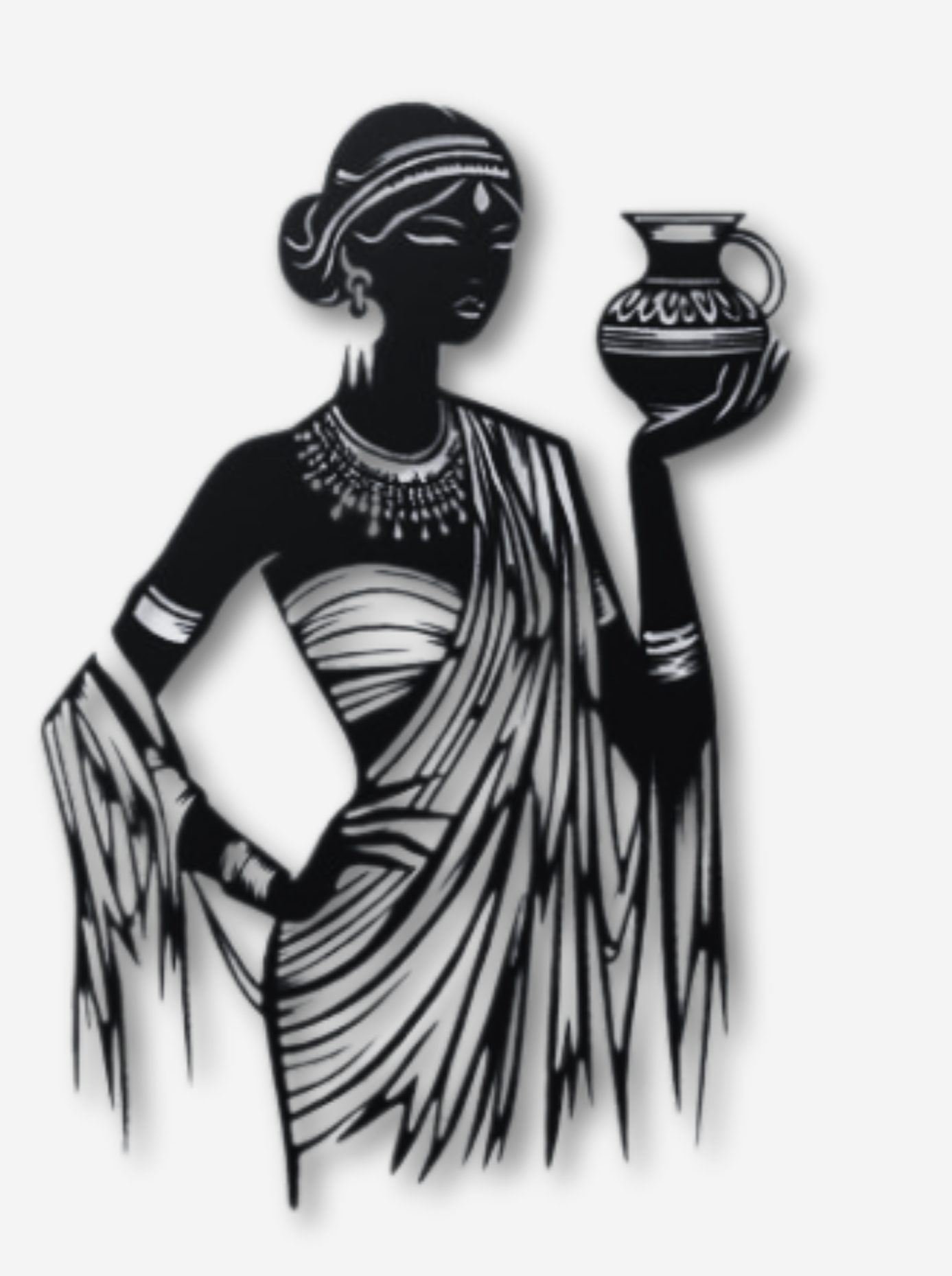 African Woman Metal Cut Wall Art Ethnic Painting