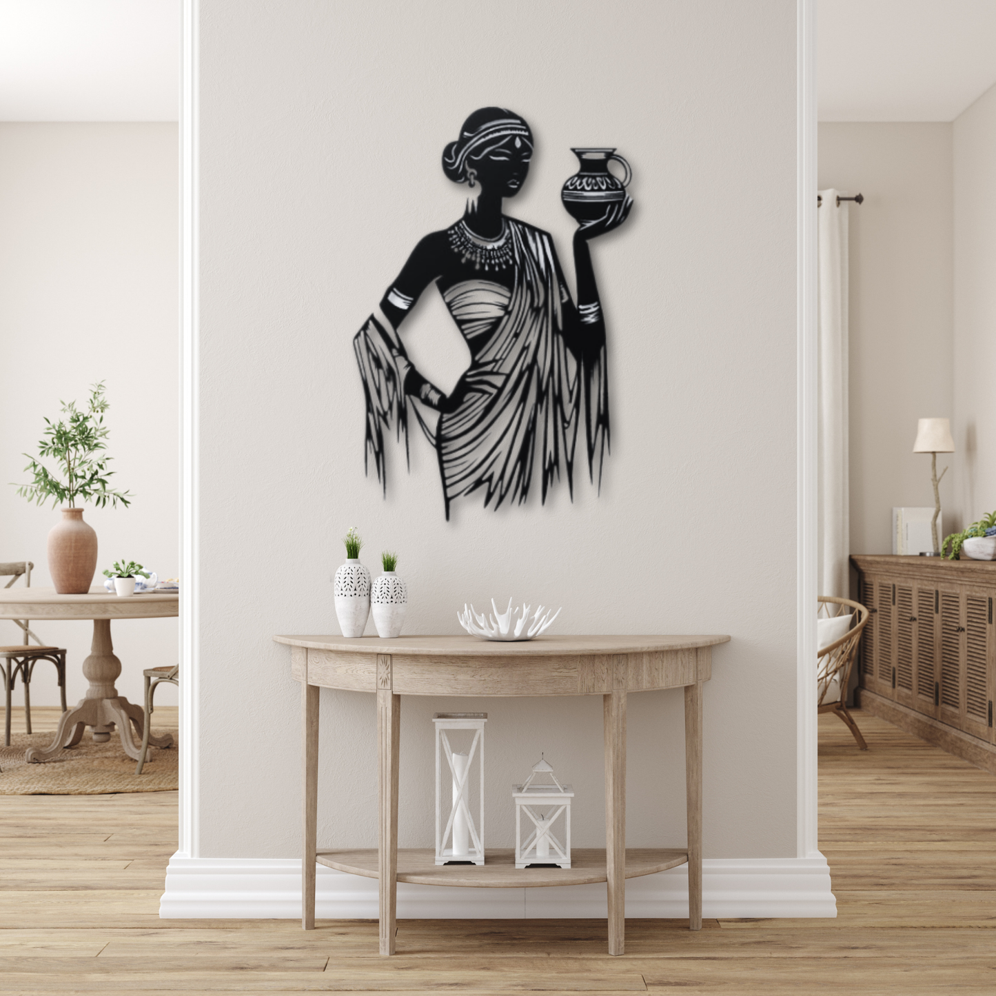 African Woman Metal Cut Wall Art Ethnic Painting