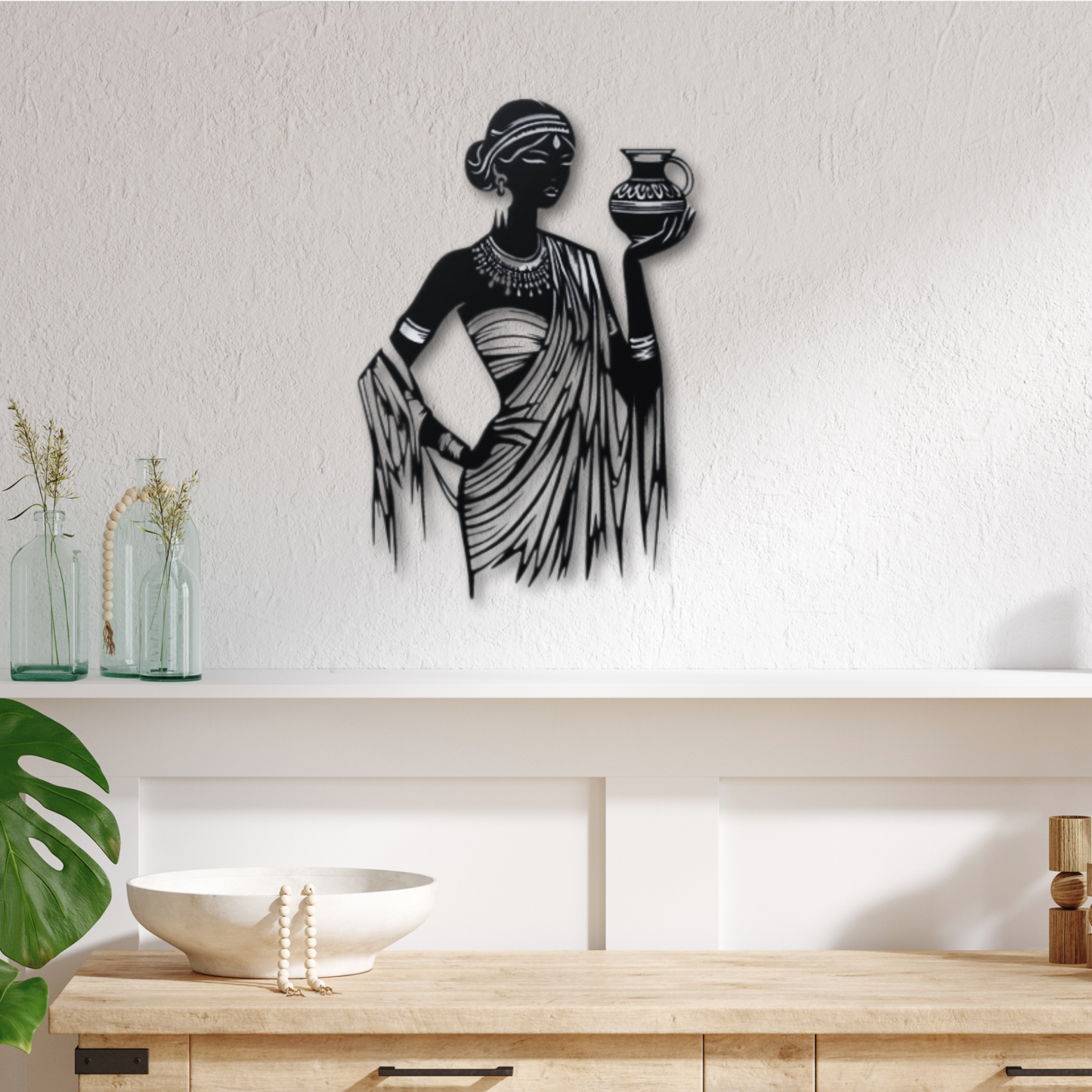 African Woman Metal Cut Wall Art Ethnic Painting